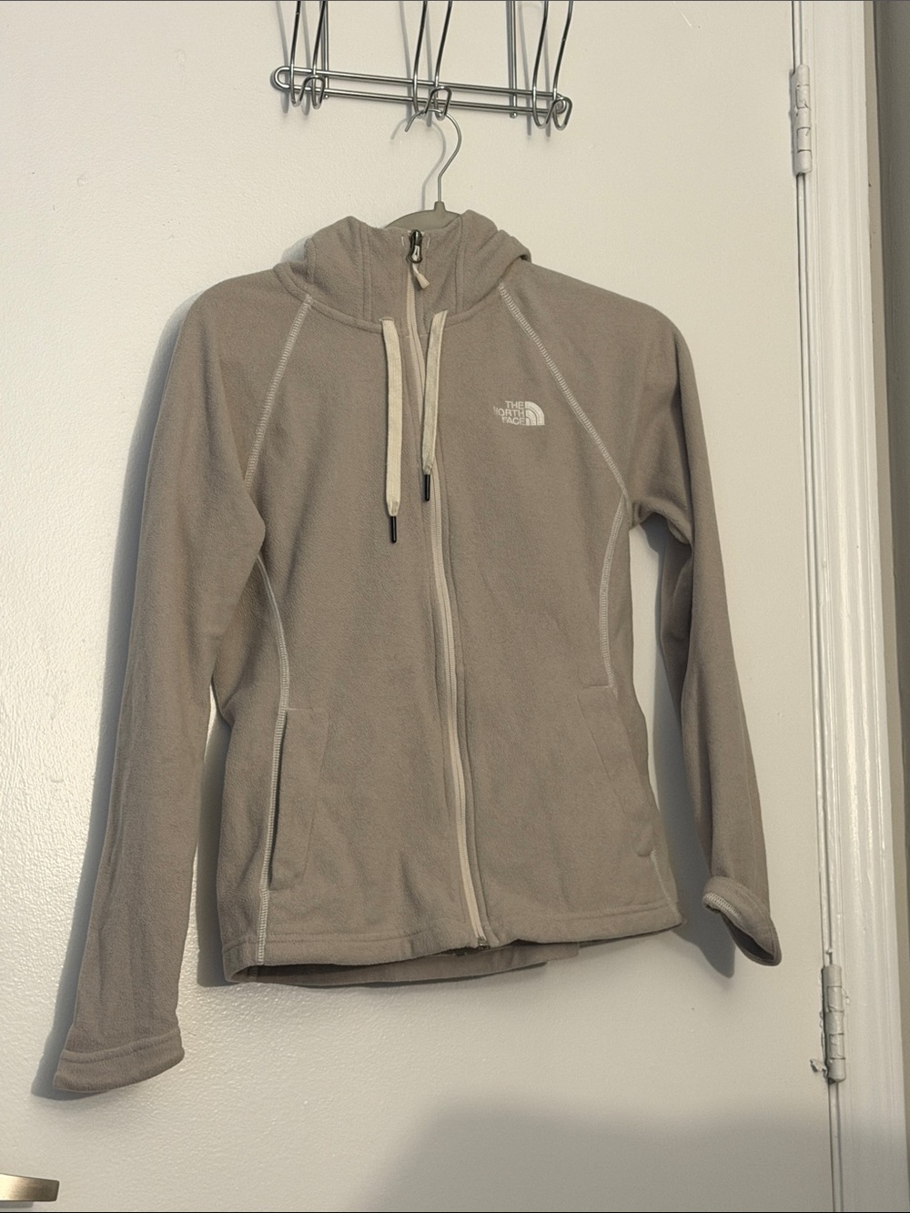 The North Face Taupe Full-Zip Fleece Hoodie Jacket